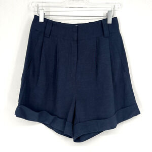 G. Label GOOP Shorts Womens 2 Linen Blend Blue‎ High Rise Classic Preppy
